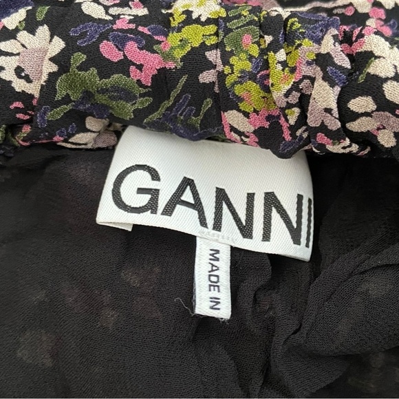 GANNI Georgette Floral Ruffle Shorts Size 34 Multicolor Cottagecore High Waisted - Picture 9 of 11